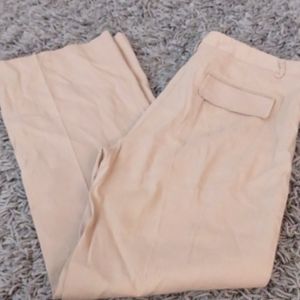 🌴Theory khaki LINEN tan viscose spandex pants 10 Flaw Women's Chinos slacks